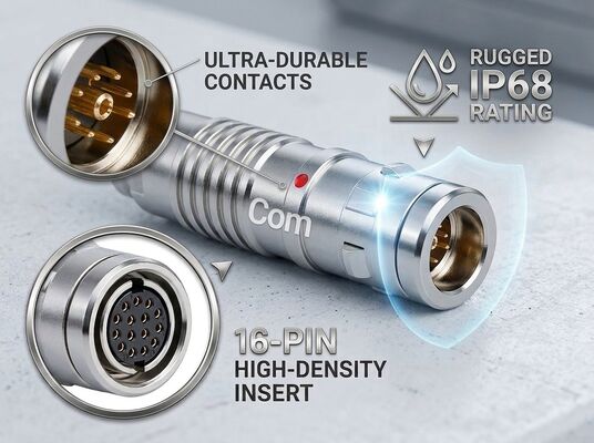 20000 Mating Cycles Stainless Steel Shell Push Pull Circular Connector for HDTV Camera Push Pull Connector